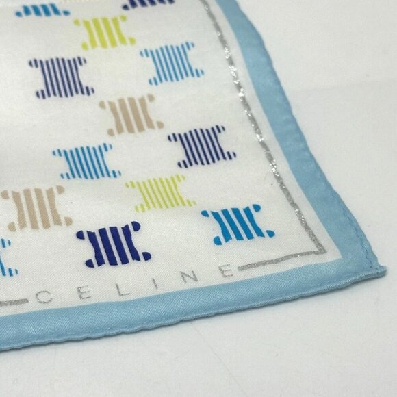 CELINE Logo Triomphe handkerchief Scarf cotton Multicolore/blue - Picture 11 of 11